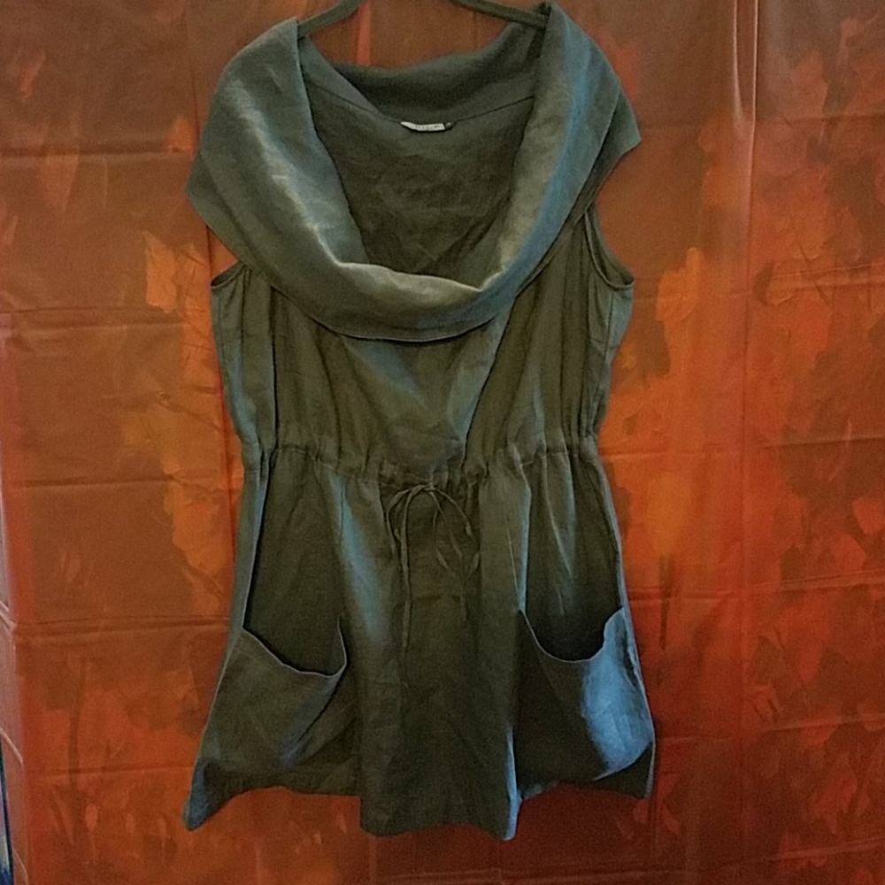 Chalet Gray Linen Drwstring Shift/Tunic